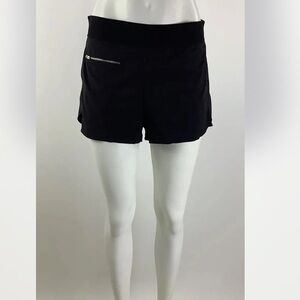Athleta Sz 10 Trekkie Hiking Athleisure Shorts Black Nylon Spandex Zip Pocket
